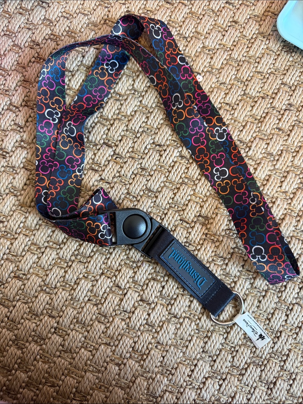 Disney Black Lanyard with Multicolor Mickey Head Pattern